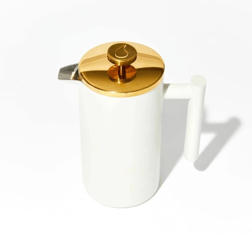 French Press | Matte White & Shiny Gold